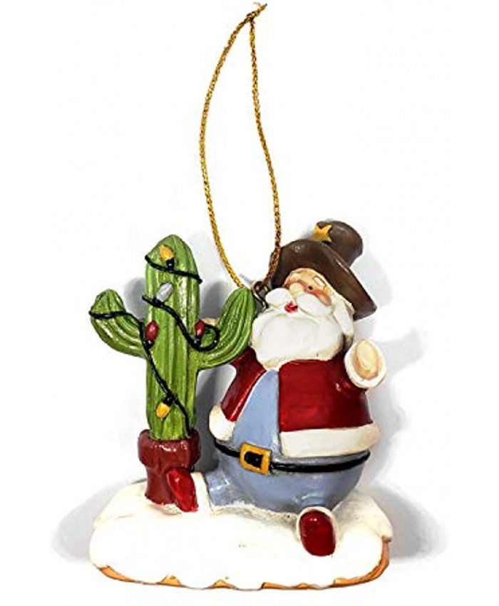 Sonoran Souvenirs Cactus Christmas Tree with Sheriff Hat Santa Resin Christmas Ornament
