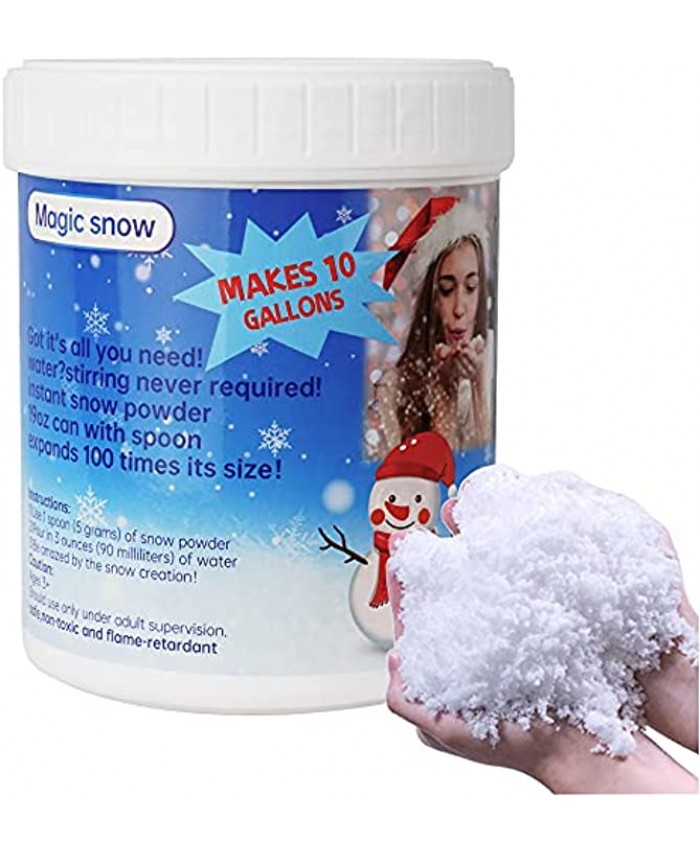 1WANYUE Instant Snow Fake Snow Powder for Cloud Slime Faux Snow Makes Over 8 Gallons of Artificial Snow Includes Plastic Bucket Shovel – Ages 3+