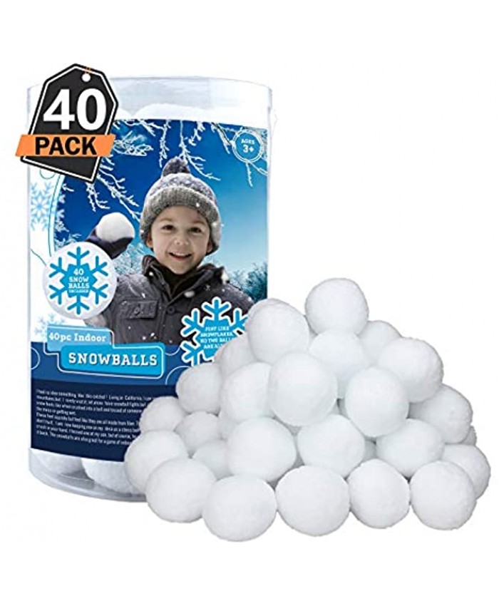 40 Pack Indoor Snowballs for Kids Snow Fight