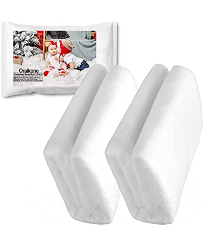 Snow Roll-2 Pack Christmas Snow Blanket Roll 30 in x 95 in Each for Under The Christmas Tree Christmas Decorations Thick White Soft Fluffy Fake Snow Cover for Winter Displays and Holiday