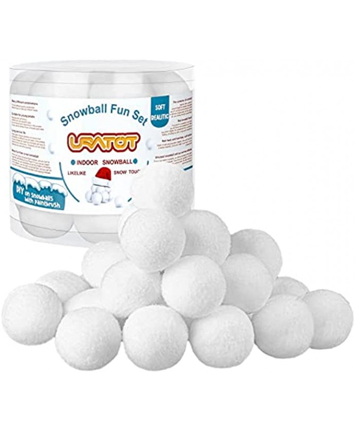 URATOT 25 Pack Indoor Snowball Fight Fake Snowball Soft and Realistic with Boxes for Winter Games