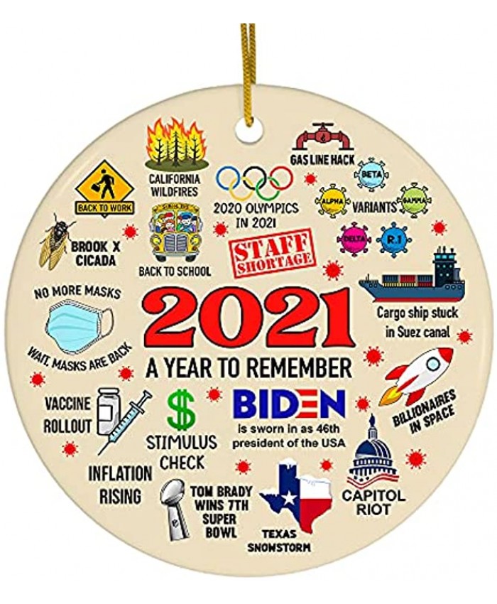 2021 A Year to Remember Ornament 2021 Christmas Ornament 2021 Events Ornament Christmas Ceramic Ornament