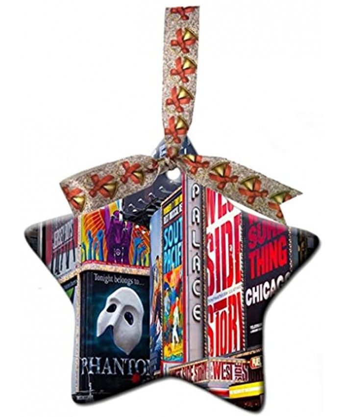 Arhowk Custom Personality New York City And Seeing The Broadway Musical Design Star Shape Porcelain Christmas Gift Ornaments