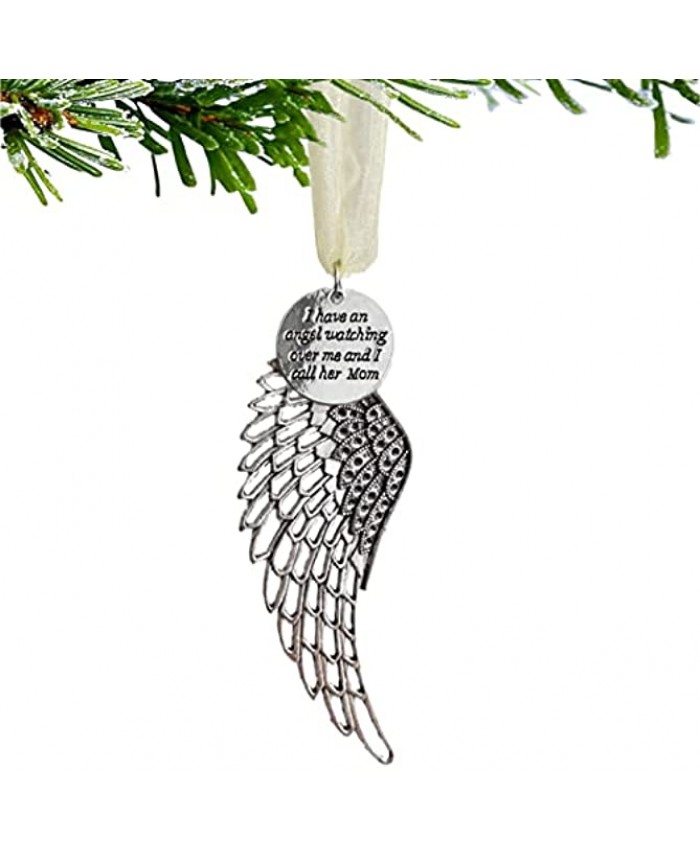 Christmas Angel Wings Ornament for Christmas Tree Decorations Xmas Angels,Silver Decorative Hanging Pendant Ornaments in Memory of Loved One Gifts Sympathy Memorial Gifts for Loss of Mother,Mom