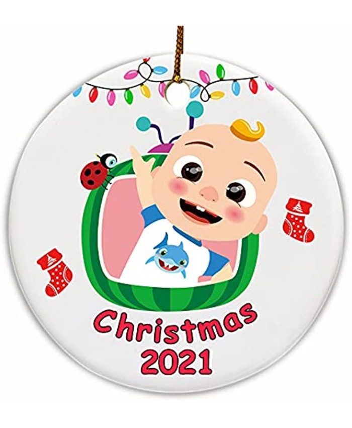 Christmas Ornaments 2021 JJ Melon Christmas Ornaments 2021 Double-Side Printed Baby Christmas Ornament Gifts for Kids Fans Cute Cartoon Xmas Tree Decorations for Boys Girls JJ