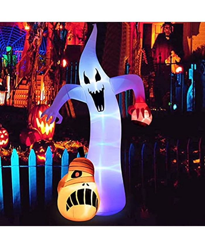 12 Ft Halloween Inflatable Ghost with Scary Bloodshot Eye Decorations Build-in LEDs Blow Up Party Decoration for Outdoor Indoor Holiday Yard Lawn