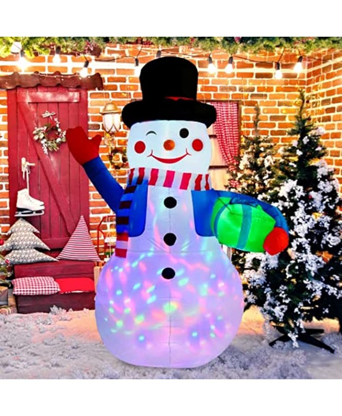 6 FT Christmas Inflatables Snowman Outdoor Decorations with LED Lights Christmas Blow Up Yard Decorations Happy Wink Face Snowman for Holiday Xmas Party Outside Garden Lawn Patio Backyard