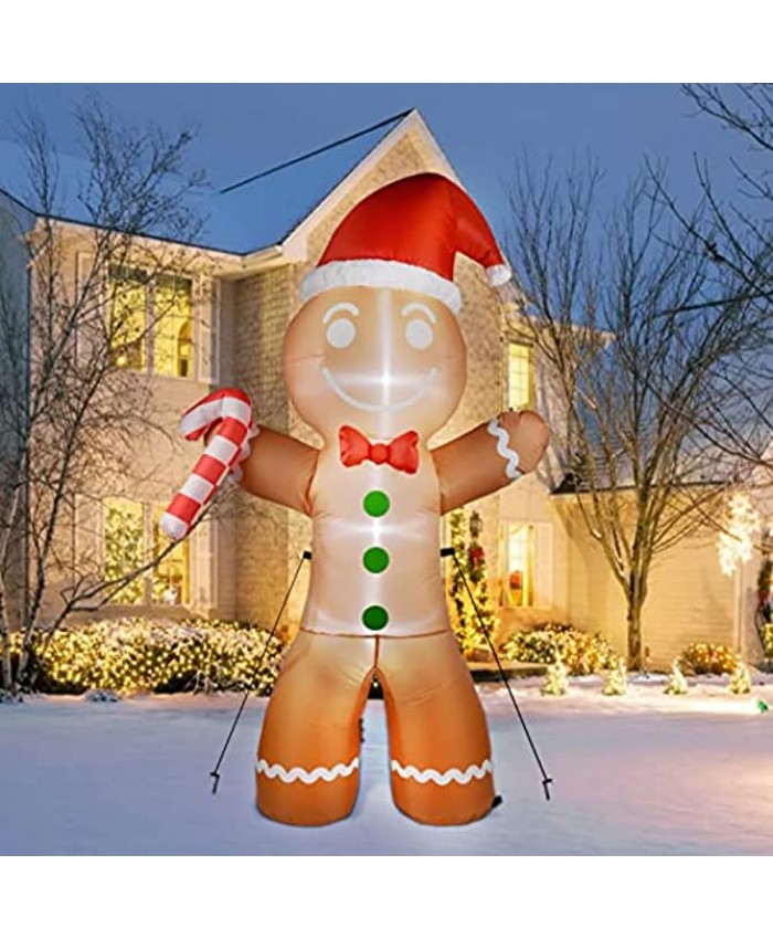 6Ft Christmas Inflatables Gingerbread Man with Candy Canes Outdoor Decorations,Christmas Blow Up Yard Decorations with Built-in LED Lights for Outside Holiday Party Xmas Garden Cute Decor
