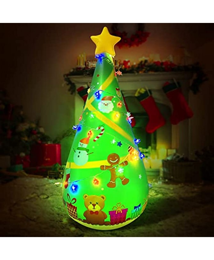 BLOWOUT FUN 4ft Inflatable Christmas Tree Decoration RGB Lighted Santa Tree Tumbler Blow Up Lighted Decor Indoor Outdoor Holiday Art Decor Decorations Clearance