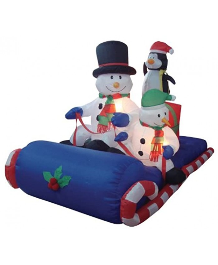 BZB Goods 6 Foot Long Christmas Inflatable Snowman Snowmen Penguin on Sleigh LED Lights Outdoor Indoor Holiday Decorations Blow up Lawn Inflatables Home Family Decor Yard Decoration
