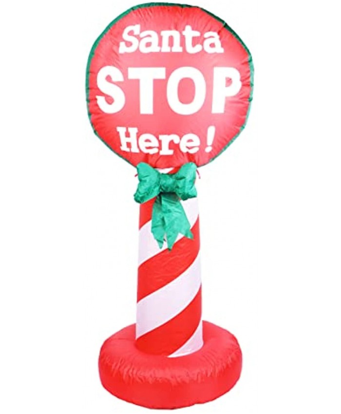 Christmas Inflatable Santa Stop Here Sign 4.1 ft Blower LED Light Holiday Merry Christmas Yard Décor for Outdoor Indoor Home Garden Family Decorations