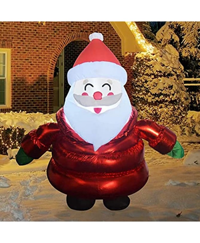 GOOSH 5 FT Height Christmas Inflatable Outdoor Smiley Santa Claus Wearing Coat Blow Up Yard Decoration Clearance with LED Lights Built-in for Holiday Party Xmas Yard Garden