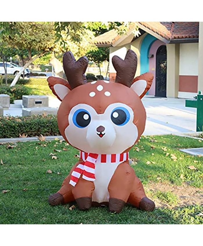 GOOSH 5 FT Height Christmas Inflatables Outdoor Reindeer Blow Up Yard Decoration Clearance with LED Lights Built-in for Holiday Christmas Party Yard Garden