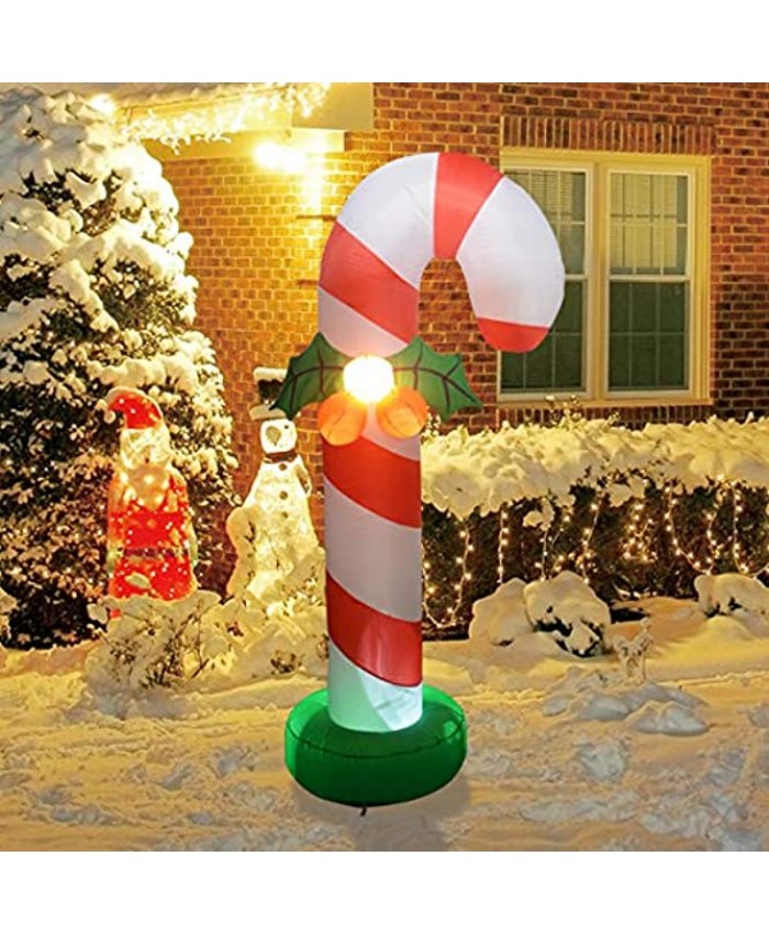 GOOSH 6 FT Height Christmas Inflatables Outdoor Candy Cane Blow Up Yard Decoration Clearance with LED Lights Built-in for Holiday Christmas Party Yard Garden