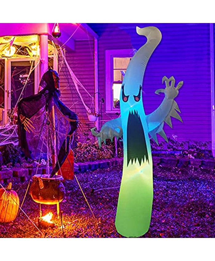 GOOSH 6 FT Height Halloween Inflatable Outdoor Colorful Dimming Ghost Blow Up Yard Decoration Clearance with LED Lights Built-in for Holiday Party Yard Garden