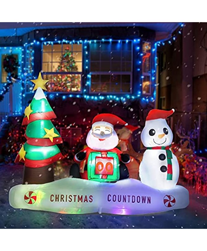 HOOJO 6 FT Christmas Blowups Decoration Outdoor Lighted Inflatable Christmas Countdown Built-in LED for Holiday Lawn Yard Garden