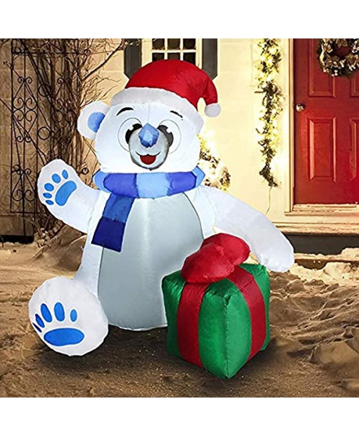 Joiedomi 4 ft Christmas Self Inflatable Polar Bear LED Light Up Giant Blow Up Yard Decoration for Xmas Holiday Indoor Outdoor Garden Party Favor Supplies Décor.