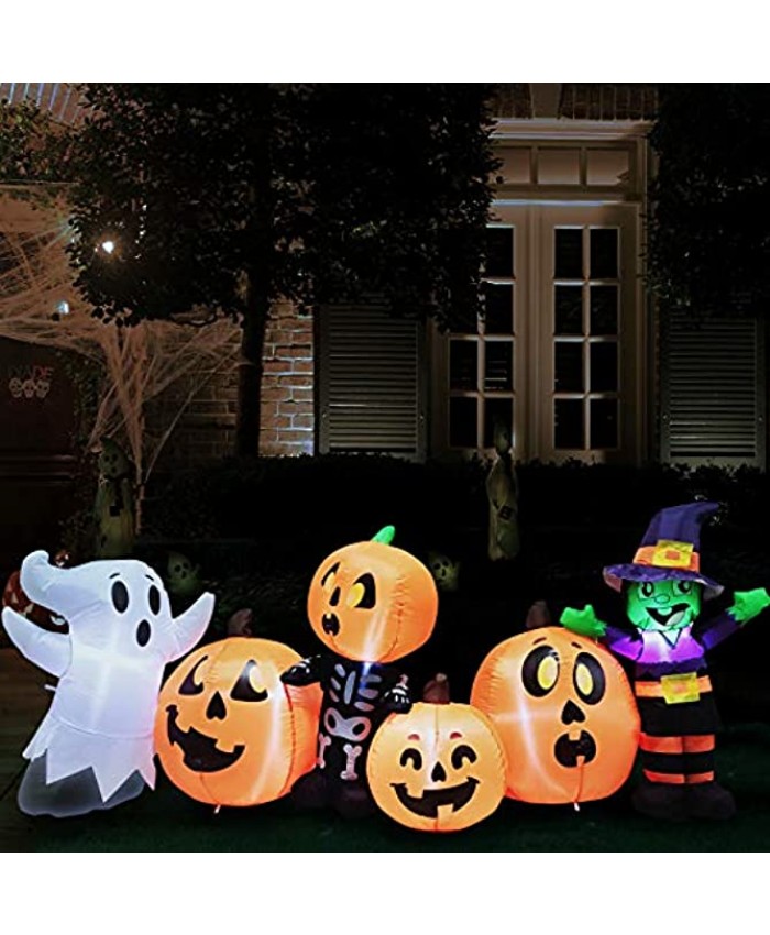 Joiedomi 8 ft Long Three Halloween Characters and Pumpkin Patch Halloween Inflatable Yard Decoration