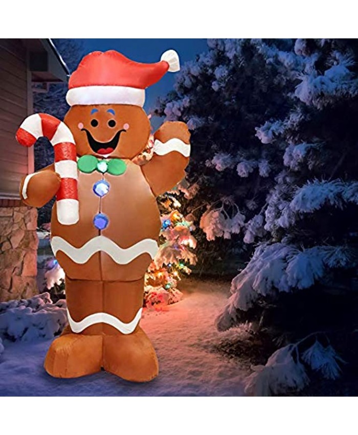 Joiedomi JO-GM01 Yard Decoration 5ft Self-Inflatable Gingerbread Man with Candy Canes Perfect for Wavin White