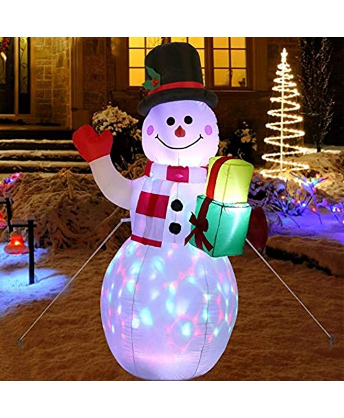 OurWarm 5FT Christmas Inflatables Outdoor Decorations Inflatable Snowman Blow Up Yard Decorations with Rotating LED Lights for Indoor Outdoor Christmas Holiday Yard Garden Lawn Decor