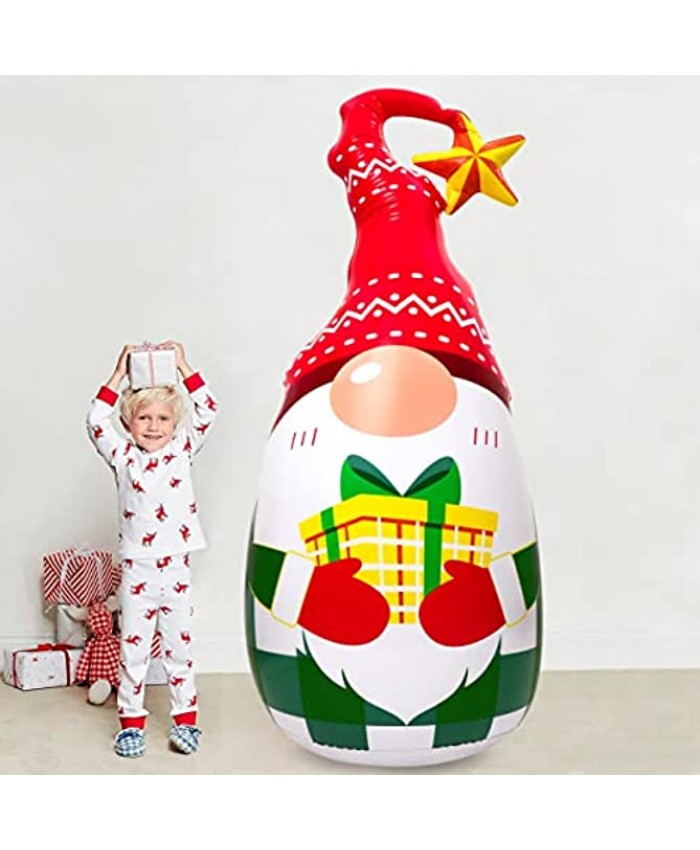 Renbuzhu 5Ft Christmas Inflatables Decorations Outdoor Blow Up Gnome Tumbler Winter Xmas Holiday Display Indoor Party Decor Supplies