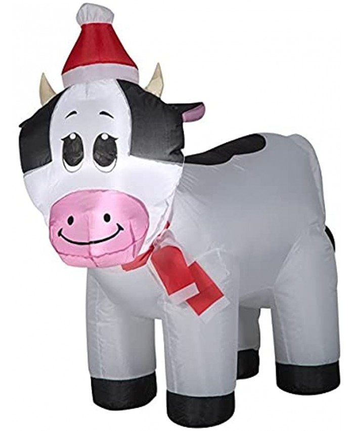 Spotted Cow with Santa Hat Christmas Holiday Outdoor Decoration Inflatable