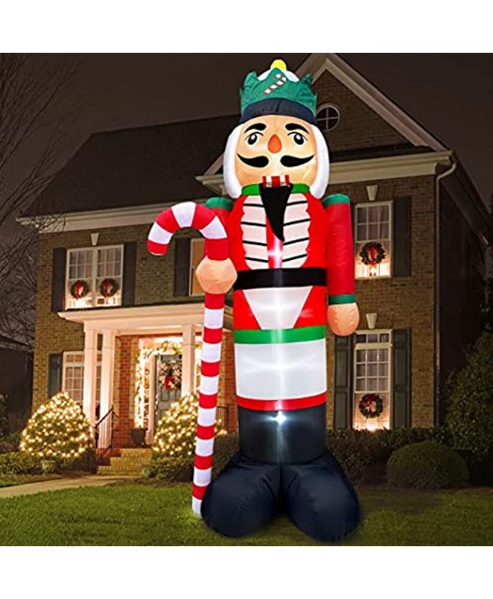 TURNMEON 12Foot Giant Christmas Inflatables Nutcracker Decoration Outdoor Blow Up Candy Cane Christmas Decoration with Build-in LED Lights Tethers Stakes Xmas Decor Holiday Party Yard Garden Lawn Home