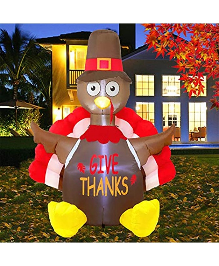 Twinkle Star Thanksgiving Decorations Inflatable Lighted Turkey 6FT Blow up Turkey Happy Thanksgiving Thanksgiving Inflatables with LED Lights Yard Lawn Decor Display Autumn Fall Outdoor Decor