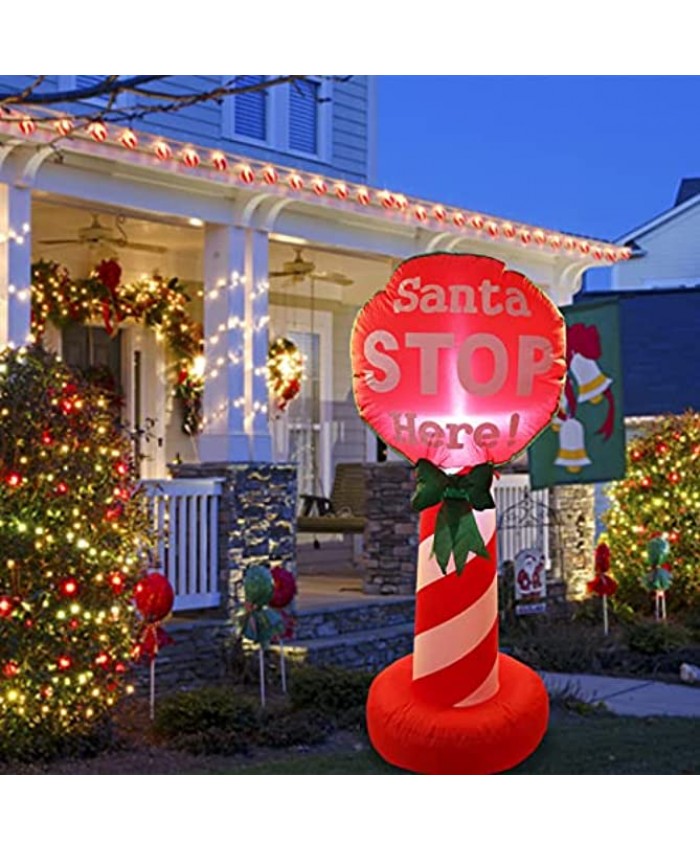 Vipush 4 FT Santa Stop Here Sign Christmas Inflatable with LED Lights for Christmas Decorations Indoor Outdoor Yard Lawn Holiday Garden Decorations