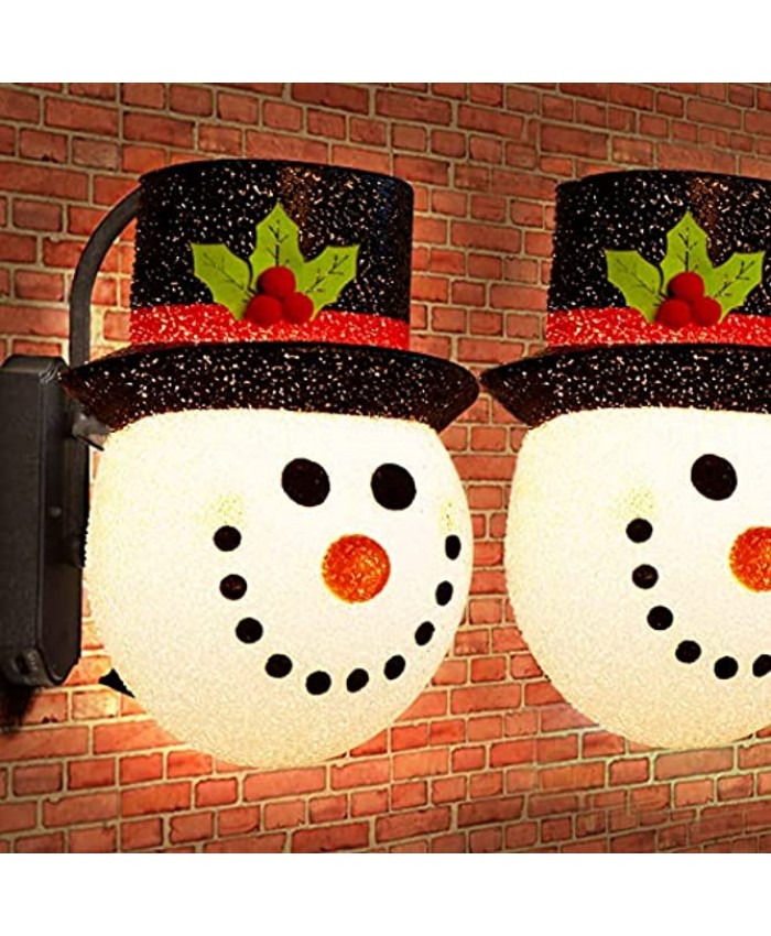 AerWo 2 Pack Snowman Christmas Porch Light Covers 12 Inch Holiday Light Covers for Porch Lights Garage Lights Large Light Fixtures Christmas Outdoor Decorations
