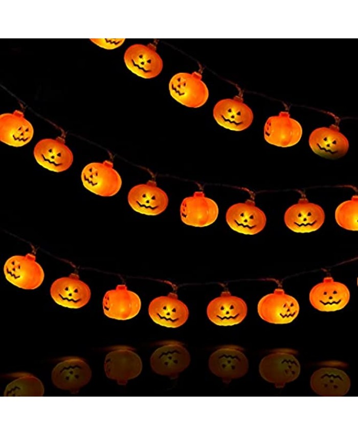 Aizoer Halloween String Lights LED Halloween Lights with 20 Pumpkin Lights Battery Powered 9.8FT Halloween Pumpkin Lights with 2 Modes Steady or Flash for Outdoor & Indoor Party Decorations