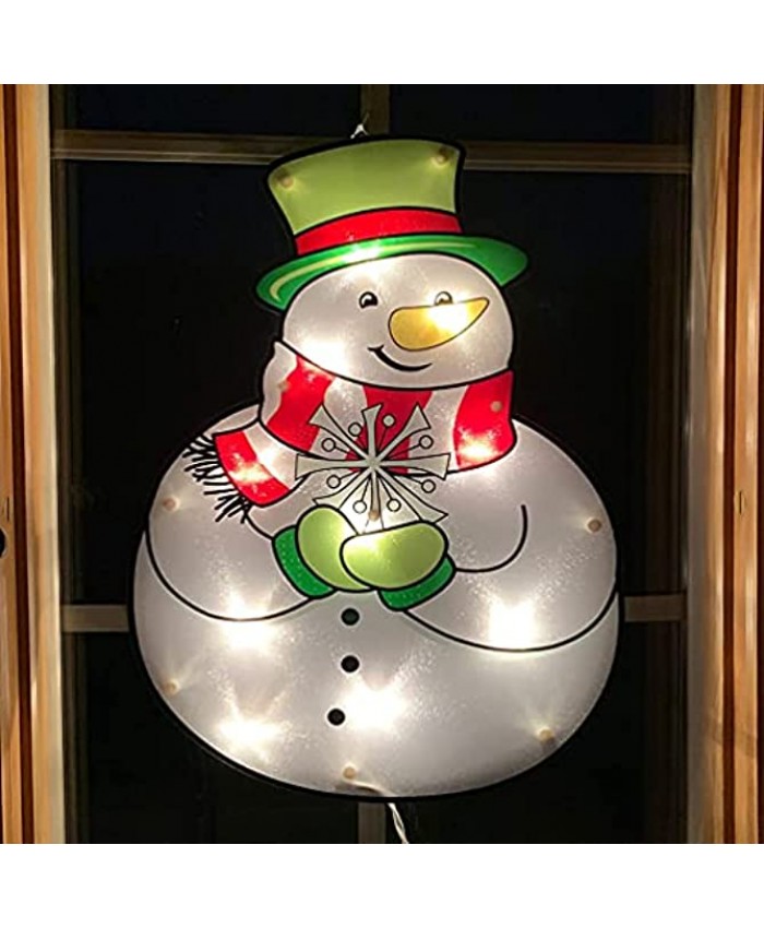 Christmas Lighted Window Decoration Snowman Silhouette for Winter Xmas Indoor Outdoor Lights 16” x 13”