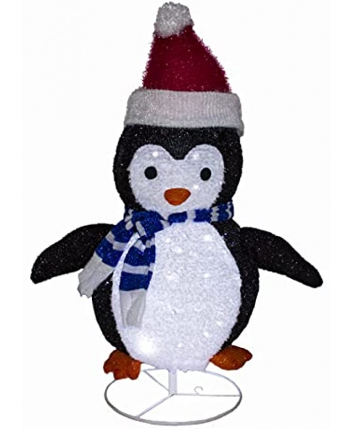 N  A 2Ft Christmas Folding Outdoor Christmas Penguin with Christmas Hat Increased Courtyard Decoration Gap Built-in LED Light with Low-Voltage Plug Holiday Party Christmas Courtyard Garden