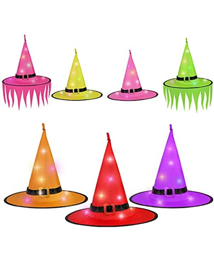 OGAJO Halloween Decorations Witch Hat Hanging Lighted Strings Outdoor Indoor for Costume Party Props Garden Yard Porch