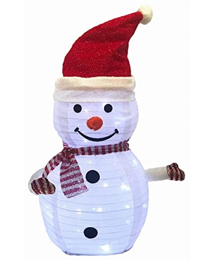SALAS 2.5 FT lluminated Folding Christmas Cloth Snowman with 45 LEDs and 3AA Waterproof Timing Battery Box for Indoor Outdoor Courtyard Holiday Party Decoration. …