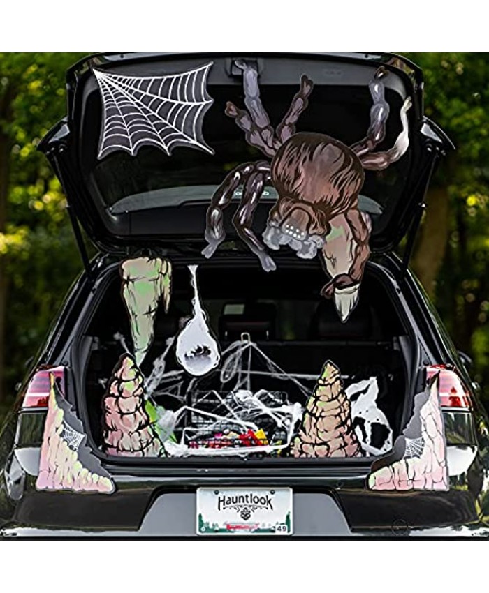 Spider Cavern Trunk or Treat Halloween Car Decoration Large Scary Tarantula Arachnid Spiderweb Monster Face Haunted House Home Decor & Funny Outdoor Party Decoration 11 Easy Hang Pieces
