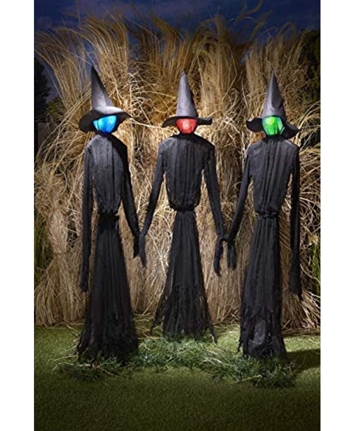 The Lakeside Collection Light-Up Witches Halloween Yard Decorations with LED Lights Set of 3