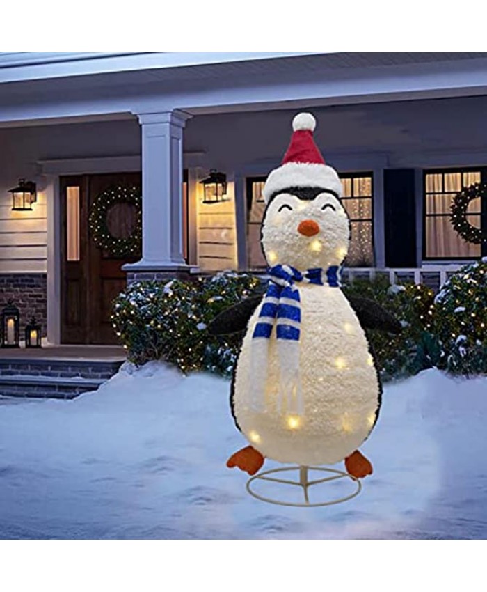 XINGXIN 3 Ft Christmas Folding Outdoor Christmas Penguin with Christmas Hat Increased Courtyard Decoration Gap Built-in LED Light with Low-Voltage Plug Holiday Party Christmas Courtyard Garden