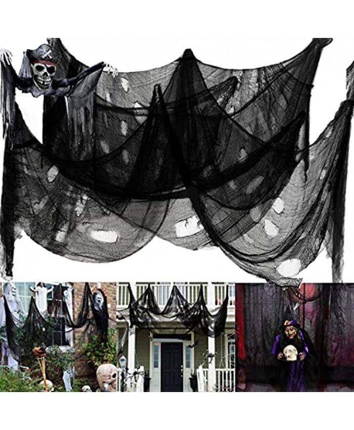 8 Pcs 72 × 30 Inch Halloween Black Creepy Cloth,Outdoor Hanging Scary Gauze Spooky Cloth,Spooky Halloween Decoration for Haunted House Party Supplies