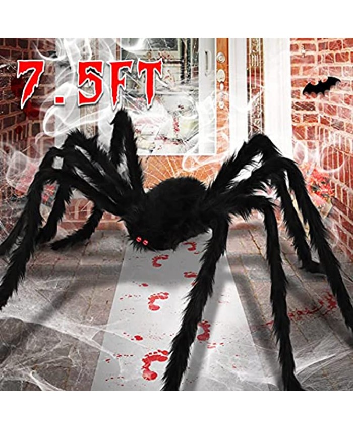 Aitok 7.5FT Halloween Spider Decorations Large Fake Hairy Spider for Indoor Outdoor Halloween Decor Outside 90 Inch Realistic Giant Spiders Props for Yard House Party Supplies Creepy Décor