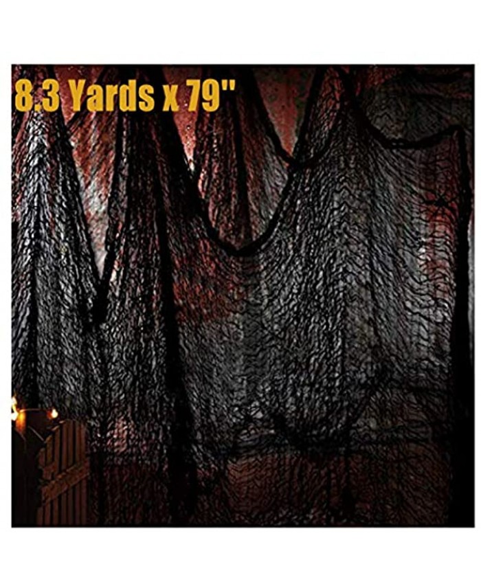 Black Creepy Cloth Halloween Decoration,Gauze Hanging Cloth Ghost Props 300'' X 80'',Super Size Haunted House Backdrop Decor ,Scary Spooky Halloween Fabric Decorations for Party Doorways Outdoors Ceiling Table Yard Bar