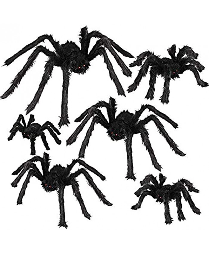Dreampark Halloween Spider Decorations 6 Pcs Realistic Hairy Spiders Set Scary Spider Props for Indoor Outdoor and Yard Creepy Decor 6 Different Sizes