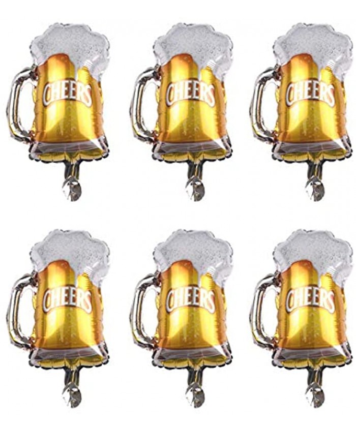 10 Pcs Beer Mug Cheers Foil Balloons Gold 16 Inch Mylar Balloon Beer Theme Party Decoration