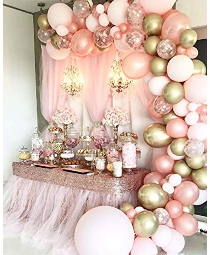 126 Pieces Rose Gold Balloons Birthday Party Decorations for Women Rose Gold Balloon Garland Arch Kit Rose Gold Pink and Gold Balloons for Baby Shower Graduation Bachelorette Globos Para Fiestas