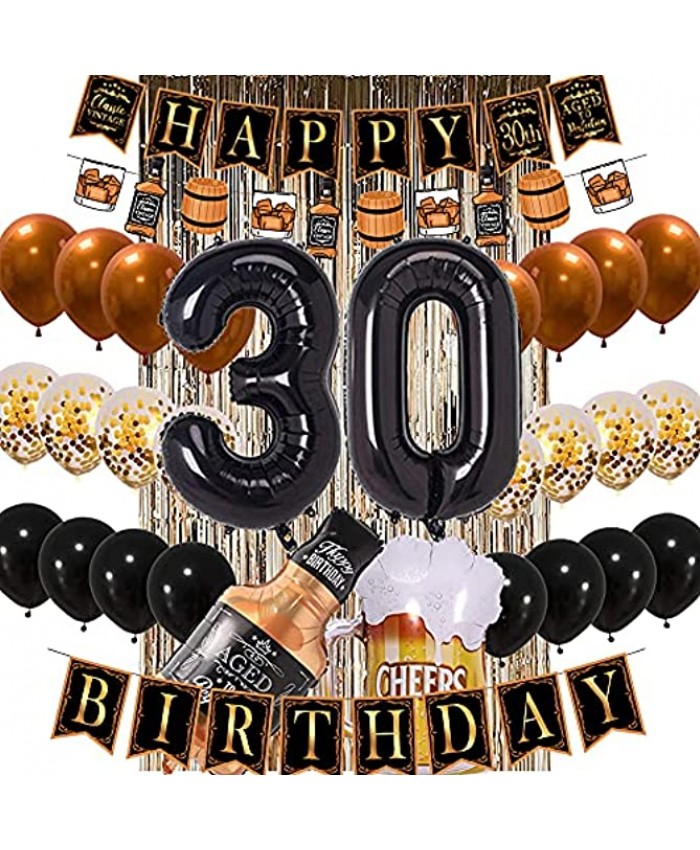 30th Birthday Decorations Whiskey Birthday Party Supplies Classic Vintage Themed Birthday Party Banner for Men or Women Bar Party Supplies