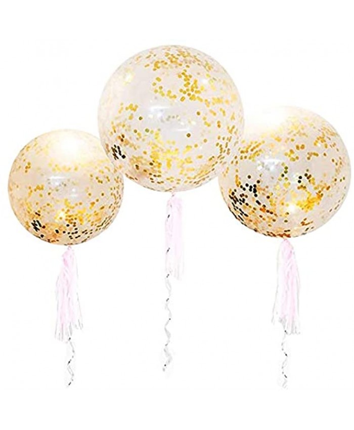 36 Inch Jumbo Confetti Balloons Giant Latex Balloon with Gold Confetti Premium Helium Quality Pkg 6 Latex glitter balloons for Party  Birthdays  Wedding Festivals Christmas and Event Decorations