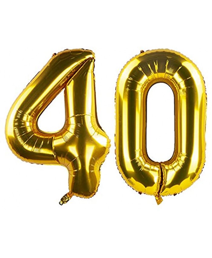 40 Inch Gold 40th Birthday Number Balloons 40 Foil Mylar Balloon for Anniversary Party Decoration