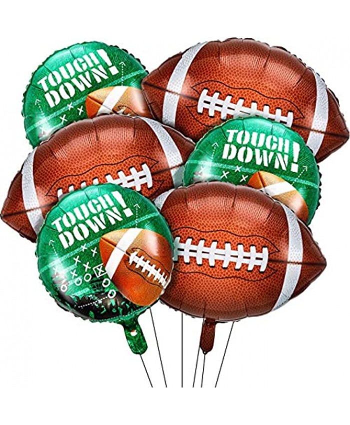 6 Pieces Football Balloons Set 3 Pieces Football Field Balloons and 3 Pieces Football Foil Balloons for Tailgate Game Day Football Theme Supplies Birthday Party Decorations