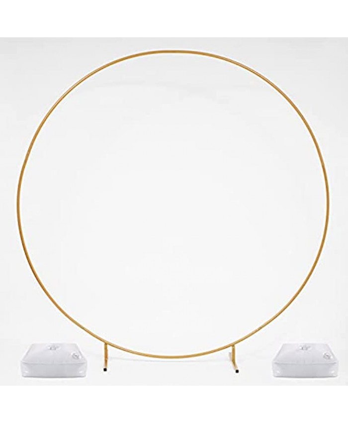 COMEHAPPY 6.5FT Round Wedding Arch Gold Circle Arch with Stands Metal Hoop for Floral Balloon Garland Birthday Wedding Photo Background Decorations 2M Gold