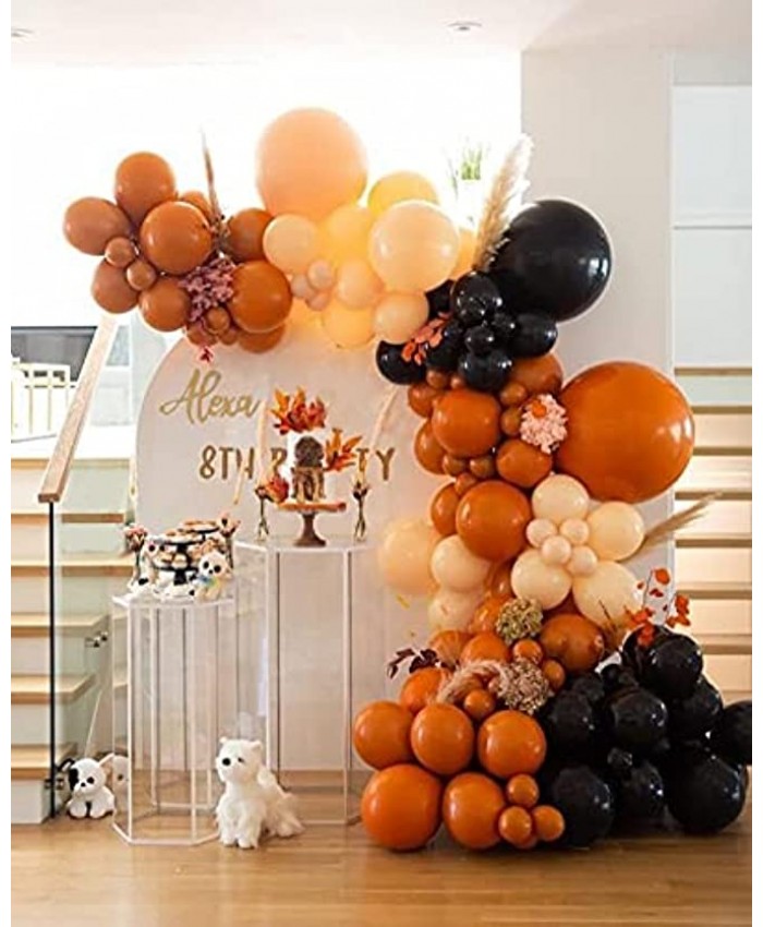 Double Stuffed Orange Apricot Black Balloon Garland Arch Kit-Orange Apricot Black Balloons For Baby Shower Birthday Party Bridal Shower Celebrations